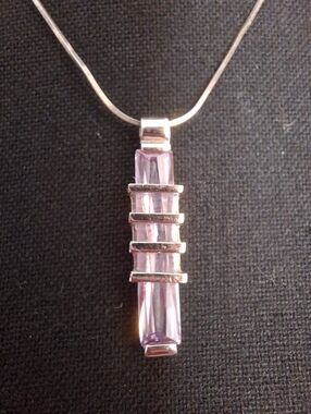 Rose de France Amethyst Baguette Sterling Silver Pendant